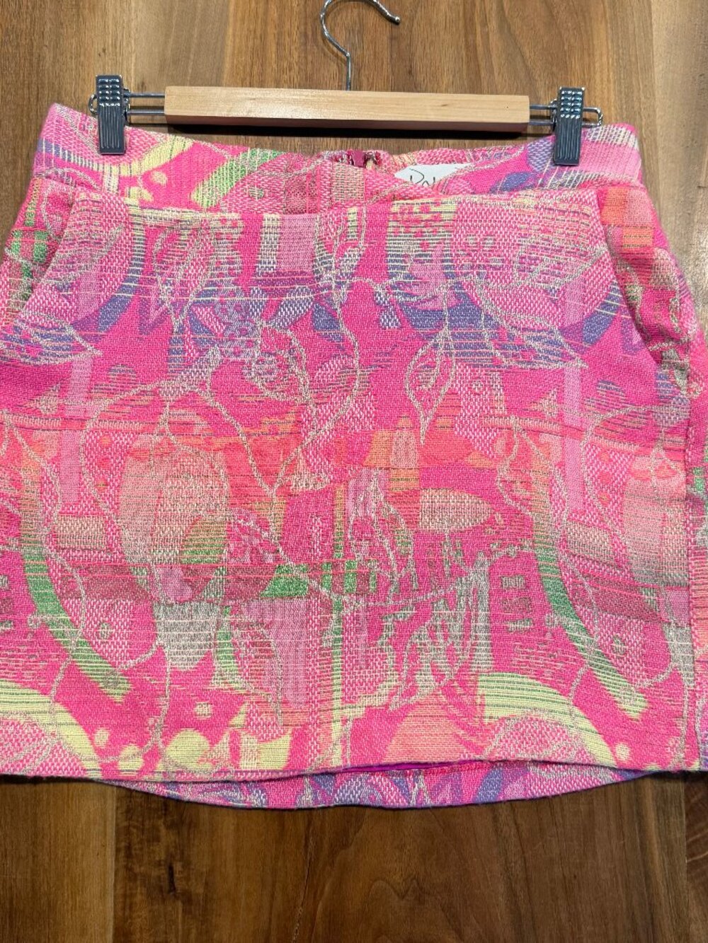 Rory Beca neon tapestry print mini skirt, size 6